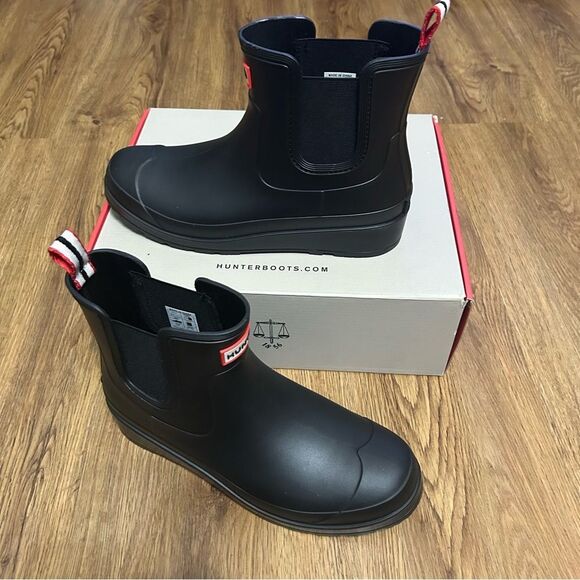 HUNTER black rain ankle boots booties shoes women’s 7 new - Picture 6 of 7
